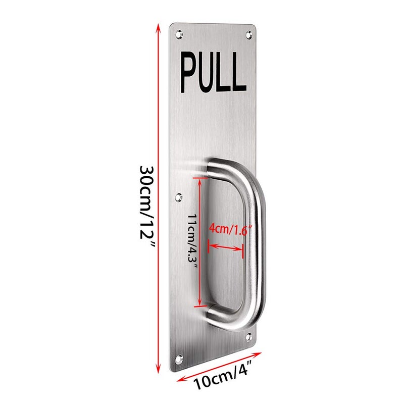 Sumnacon 12 Inch Stainess Steel Door Handle Pull and Push Plate Silver 2 Sets-for Home/Office/Warehouse/Public Places and Suitable of Wooden/Composite Door with Screws - Image 2